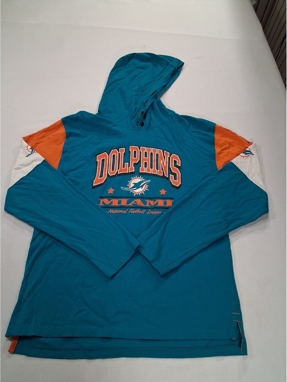 NFL Miami Dolphins Football Mens XL Pullover Hoodie Sweatshirt Large Aqua/Orange
